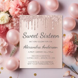 Rose Gold Glitzer 16 . Geburtstag Geburtstag<br><div class="desc">Budget Rosa Rosa - Rose Gold Funkelnd Tropfen Glitzer Sweet 16 Geburtstagsparty Einladung . Dies ist die perfekte 16 . Geburtstag Geburtstagseinladung für eine moderne Rose Gold und Blush Pink Ombre Glitzer Sparkle Girly Geburtstagsparty. Bitte kontaktieren Sie den Designer,  um passende Sonderanfertigungen zu erhalten.</div>
