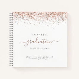 Rose Gold Glitzer 2024 Graduation Party Gästebuch Notizblock