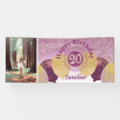 Rose Gold Glitzer 20. Geburtstag & Ballons Banner (Horizontal)