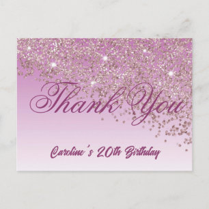 Rose Gold Glitzer, 20. Geburtstag Vielen Dank Postkarte