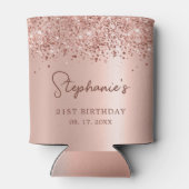 Rose Gold Glitzer 21. Geburtstag Monogram Script Dosenkühler (Rückseite)