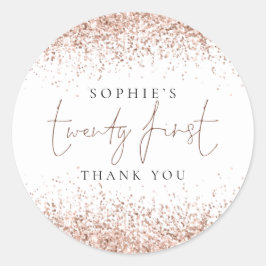 Rose Gold Glitzer 21. Geburtstag Vielen Dank Runder Aufkleber