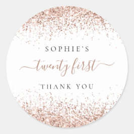 Rose Gold Glitzer 21. Geburtstag Vielen Dank Runder Aufkleber