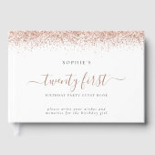 Rose Gold Glitzer 21. Geburtstagsparty Gästebuch (Vorderseite)