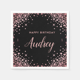 Rose Gold Glitzer 21. Happy Birthday Monogram Serviette