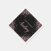 Rose Gold Glitzer 21. Happy Birthday Monogram Serviette (Ecke)