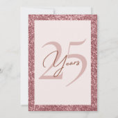 Rose Gold Glitzer 25. Hochzeitstag Einladung (Rückseite)