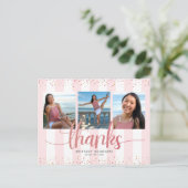 Rose gold Glitzer 3 Foto Abschluss vielen Dank Postkarte (Stehend Vorderseite)