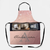 Rose Gold Glitzer 3 Foto Filmstreifen Collage Schürze (Vorderseite)