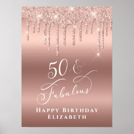 Rose Gold Glitzer 50 Fantastische Geburtstagsparty Poster