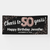 Rose Gold Glitzer 50. Geburtstag Banner (Horizontal)