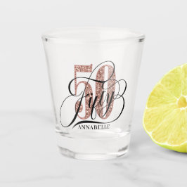 Rose Gold Glitzer 50. Geburtstag Typografie Schnapsglas