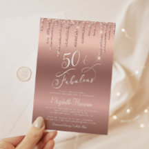 Rose Gold Glitzer 50. Geburtstagsparty