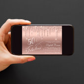 Rose Gold Glitzer 50. Geburtstagsparty Einladung