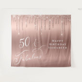 Rose Gold Glitzer 50. Geburtstagsparty Wandteppich (Vorderseite (Horizontal))