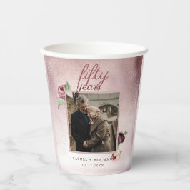 Rose Gold Glitzer 50 Jahre Hochzeit Jahrestag rosa Pappbecher