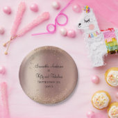 Rose Gold Glitzer 50 und fabelhaft Geburtstag Pappteller (Party)