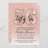 Rose Gold Glitzer 56. Geburtstag Einladung (Vorne/Hinten)