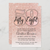 Rose Gold Glitzer 58. Geburtstag Einladung (Vorne/Hinten)