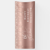 Rose Gold Glitzer 60. Geburtstagsparty Banner (Vertikal)