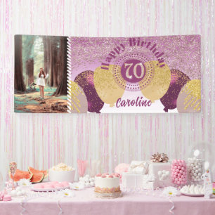 Rose Gold Glitzer 70. Geburtstag & Balloons Banner