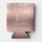 Rose Gold Glitzer 70. Geburtstagsparty Dosenkühler (Vorderseite)