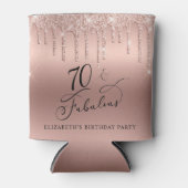 Rose Gold Glitzer 70. Geburtstagsparty Dosenkühler (Vorderseite)