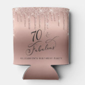 Rose Gold Glitzer 70. Geburtstagsparty Dosenkühler (Rückseite)
