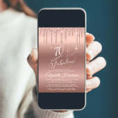 Rose Gold Glitzer 70. Geburtstagsparty Einladung