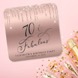 Rose Gold Glitzer 70. Geburtstagsparty Rechteckiger Pappuntersetzer<br><div class="desc">Chic Untersetzer für ihre 70. Geburtstagsparty mit "70 & Fabulous" in einer Kalligraphie-Skript,  eine Rose Gold Imitate Hintergrund und Rose Gold Imitate Glitzer. Ideal für eine Tischdekoration,  bei der man Zuhause als Gastgeschenk im Souvenir genießen kann.</div>