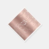 Rose Gold Glitzer 75. Geburtstagsparty Serviette (Ecke)