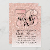 Rose Gold Glitzer 76. Geburtstag Einladung (Vorne/Hinten)