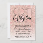 Rose Gold Glitzer 81. Geburtstag Einladung (Vorderseite)