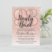 Rose Gold Glitzer 93. Geburtstag Einladung (Stehend Vorderseite)