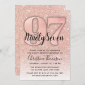 Rose Gold Glitzer 97. Geburtstag Einladung (Vorne/Hinten)