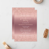 Rose Gold Glitzer Abschluss Einladung Vorlage (Vorderseite/Rückseite Beispiel)