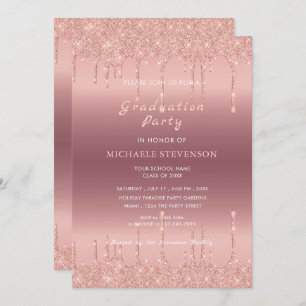 Rose Gold Glitzer Abschluss Einladung Vorlage