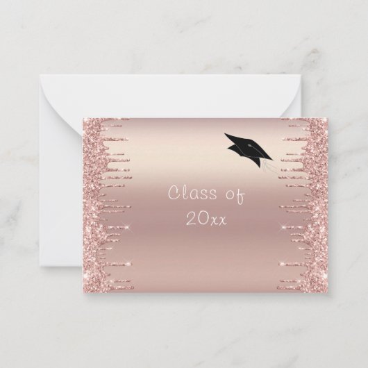 Rose Gold Glitzer Abschluss Einladung Vorlage (Rückseite)