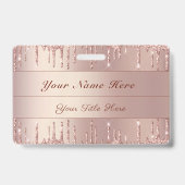 Rose Gold Glitzer Abzeichen Vorlage Individuelle N Ausweis (Rückseite)