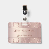 Rose Gold Glitzer Abzeichen Vorlage Individuelle N Ausweis (Vorderseite mit Clip)