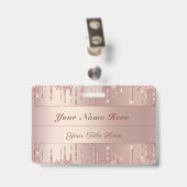 Rose Gold Glitzer Abzeichen Vorlage Individuelle N Ausweis (Rückseite mit Clip)