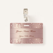 Rose Gold Glitzer Abzeichen Vorlage Individuelle N Ausweis (Rückseite mit Klammer)