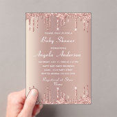 Rose Gold Glitzer Acryl Baby Dusche Einladung (Insitu (Handheld))