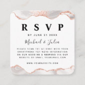 Rose Gold Glitzer Agate Glam QR Code Wedding RSVP Begleitkarte (Vorderseite)