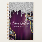 Rose Gold Glitzer agate Marmor Monogramm 2023 Planer (Vorderseite)