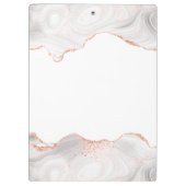 Rose Gold Glitzer Agate White Klemmbrett (Rückseite)