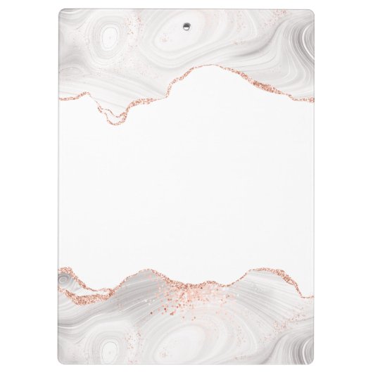 Rose Gold Glitzer Agate White Klemmbrett (Rückseite)