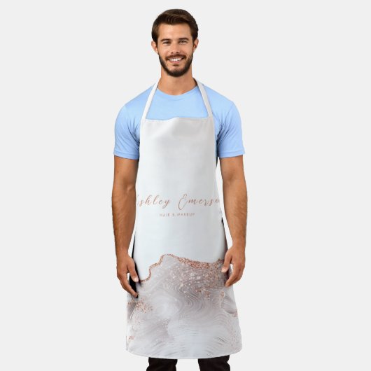 Rose Gold Glitzer Agate White Schürze (Getragen)