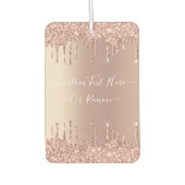 Rose Gold Glitzer Air Freshener mit Ihrem Text Autolufterfrischer (Vorderseite)