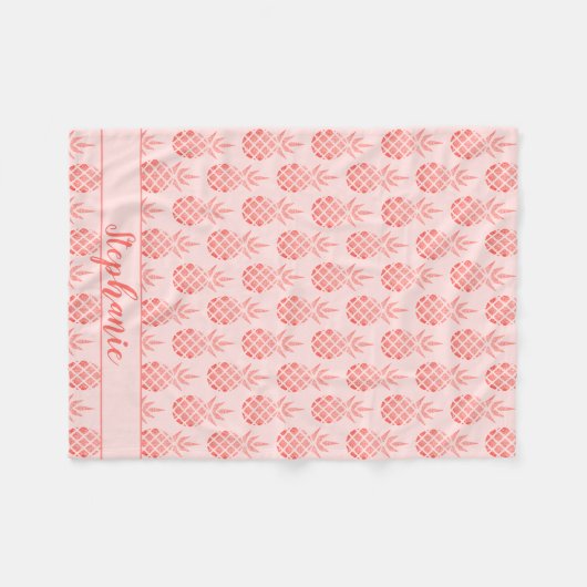 Rose Gold Glitzer Ananas Skriptname Rosa Fleecedecke (Vorderseite (Horizontal))